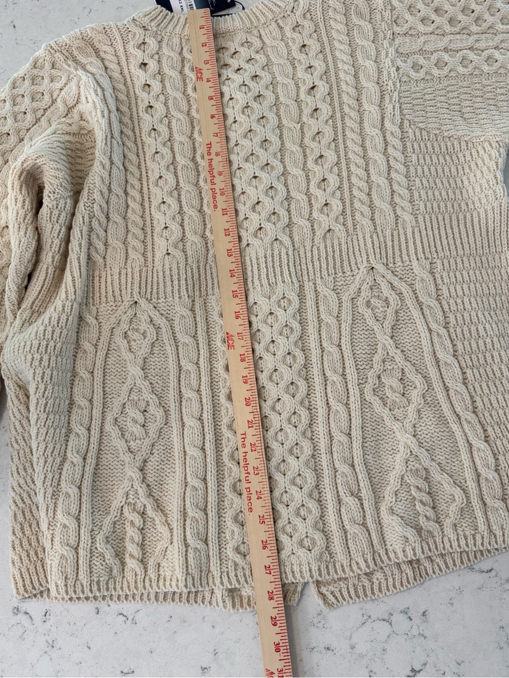 ARAN Women's Merino Wool A-Line Fit Cardigan Sweater Size XXL off-white Ireland - Picture 12 of 15